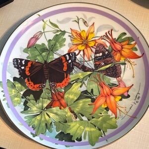 Red Admiral Floral Butterfly Decorative Plate. Plate number 0066.